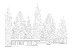 Pohled jižní (Zázemí Lesního koupaliště, Mjölk architekti, Marie Vondráková)