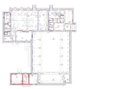 Půdorys 1NP (Lidový dům Zaječov, IO Studio)