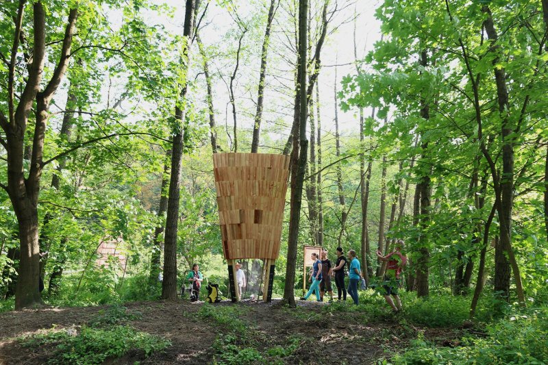 Čtrnáct studentů z Fakulty architektury VUT realizovalo tři experimentální objekty ze dřeva - Žena, Muž a Hnízdo