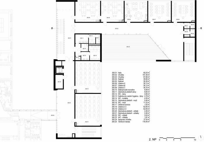 Přístavba ZŠ DR. E. Beneše, Med Pavlík architekti - 2.N.P.