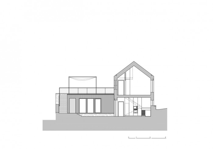 Rodinný dům v Zámecká ulici, řezopohled, Mimosa architekti