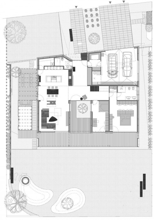 RD Cierna Voda, Atelier Molnár - Peráček s.r.o. - půdorys 1.N.P.