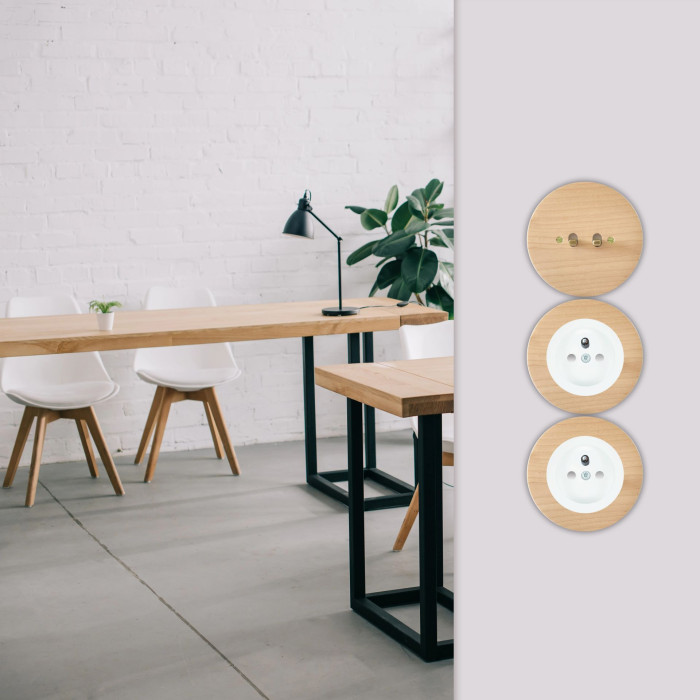 Vypínače a zásuvky kolekce NEXA od OBZORu v dřevěném provedení 