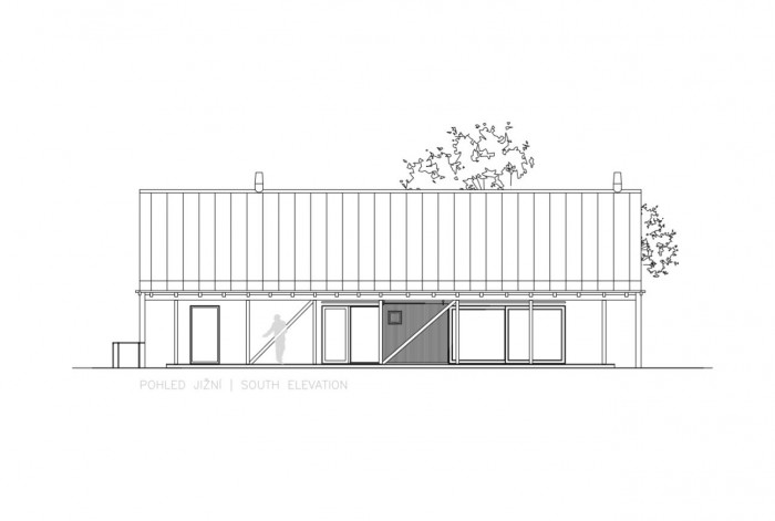 Dům se stodolou na Vysočině, pohled jih, Machar & Teichman