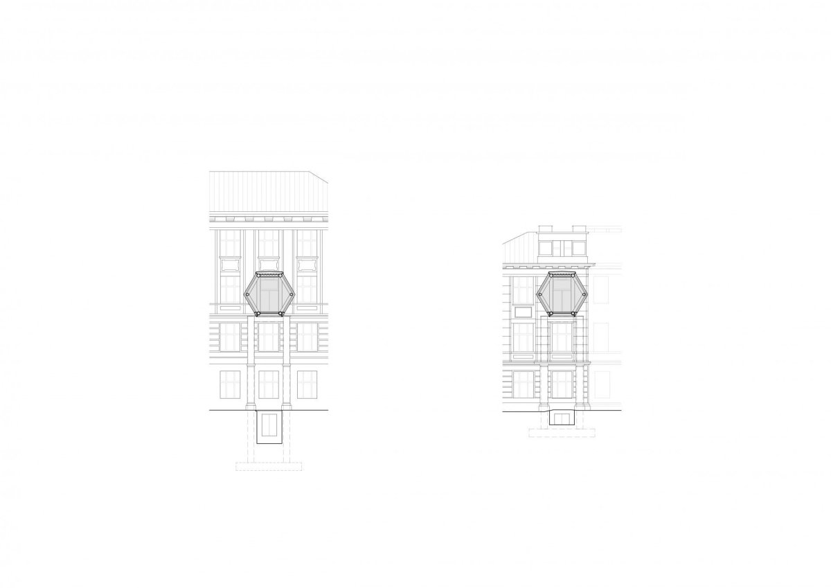 Spojovací lávky VŠCHT, Opočenský Valouch architekti, řez lávky u ulice Zikova