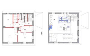 ECHOROST ARCHITEKTI, Rodinný dům v Českém Krumlově, půdorys – foto