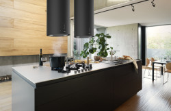 Tube - ostrůvkový odsavač par, matný černý povrch