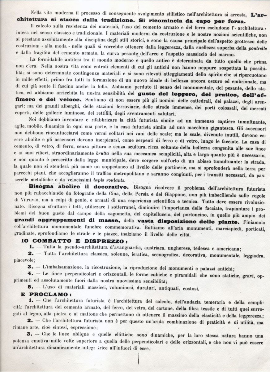 Antonio Sant’Elia: Nové město, 1914 (list z manifestu futurismu)