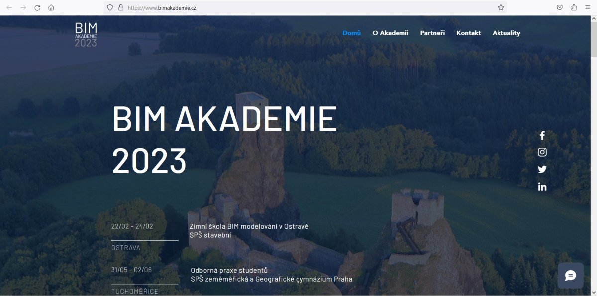 Hlavní stránka webu BIM akademie (www.BIMakademie.cz)