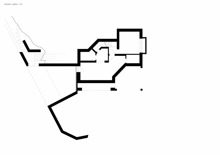 Přestavba rodinného domu Hrusice, ateliér SAD, půdorys návrh 1. PP