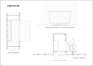 Lundgaard & Tranberg Architects, Molo Kvæsthus v Kodani, pavilon s pódiem, výkres
