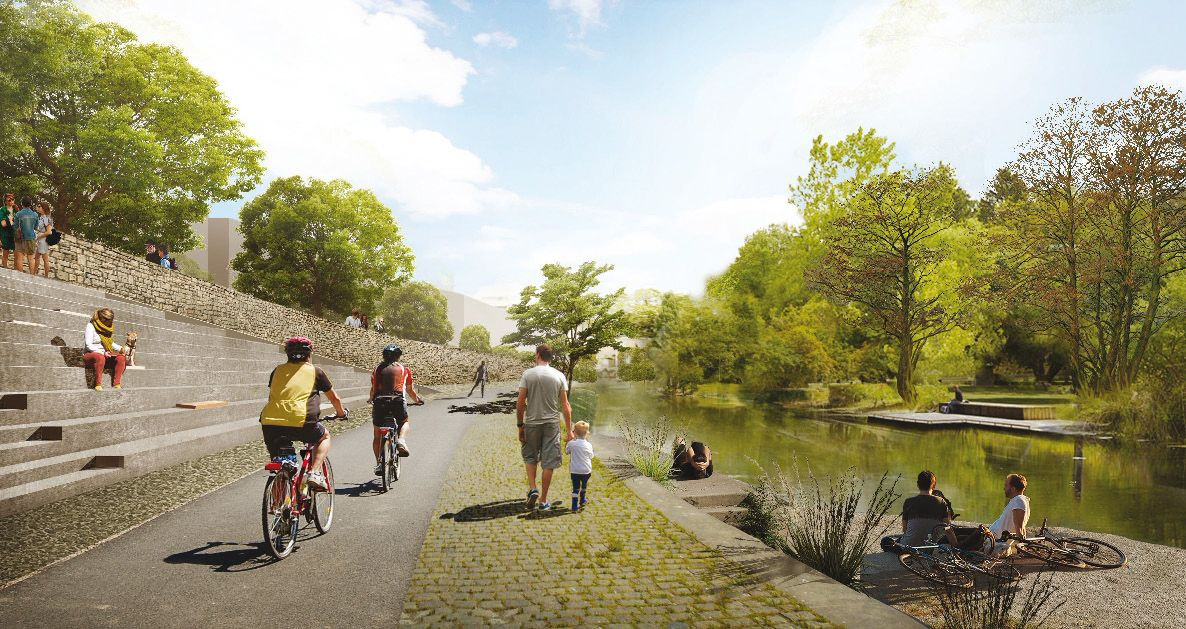 Budoucnost centra Brna, 1. místo: UNIT architekti (CZ), nábřeží a lužní park // finalista – foto