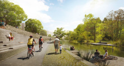Budoucnost centra Brna, 1. místo: UNIT architekti (CZ), nábřeží a lužní park // finalista – foto