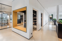 Udržitelná architektura klade důraz na kvalitu vnitřního prostředí, které zahrnuje i akustický komfort a preferenci přírodních materiálů jako v případě kanceláří rakouské společnosti Gebol.