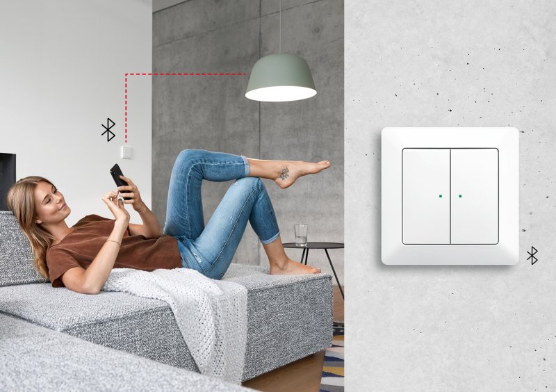 S vypínači Bluetoot low energy (BLE) od ABB je možné rozsvítit i mobilem.