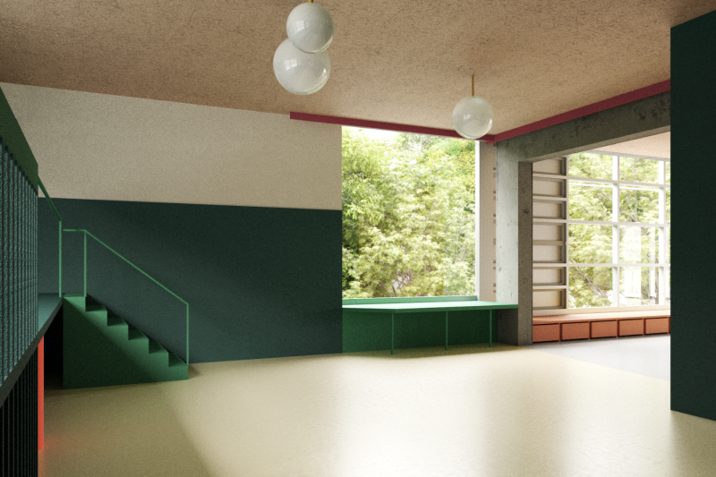 MŠ Jeseniova 98 pro Prahu 3 navržená týmem ve složení Vojtěch Beran, Radka Kurčíková, Anna Svobodová, Ondřej Blaha (svobodova blaha architekti) - třída (vizualizace)