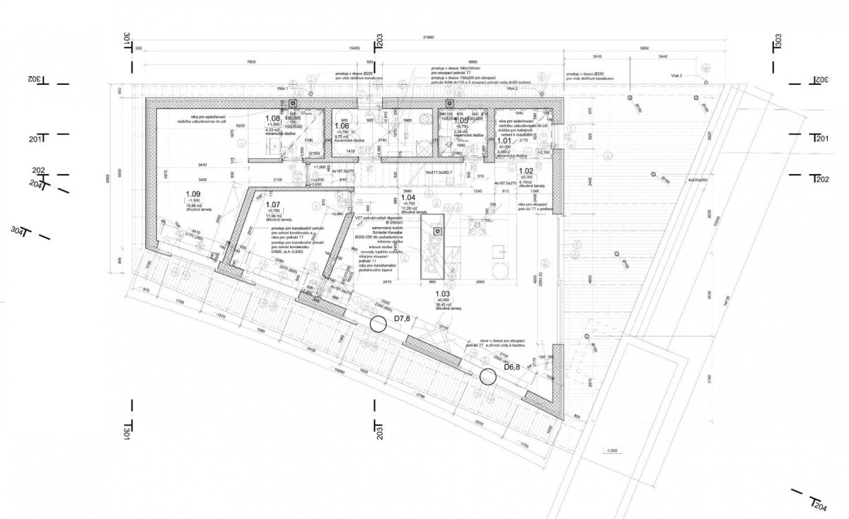 Letní dům u Štěchovic, Znamení čtyř - architekti, půdorys