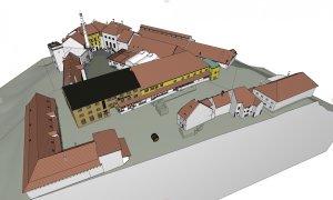 ukázka 3D/BIM modelu areálu Žateckého pivovaru zpracovávaného v Archicadu
