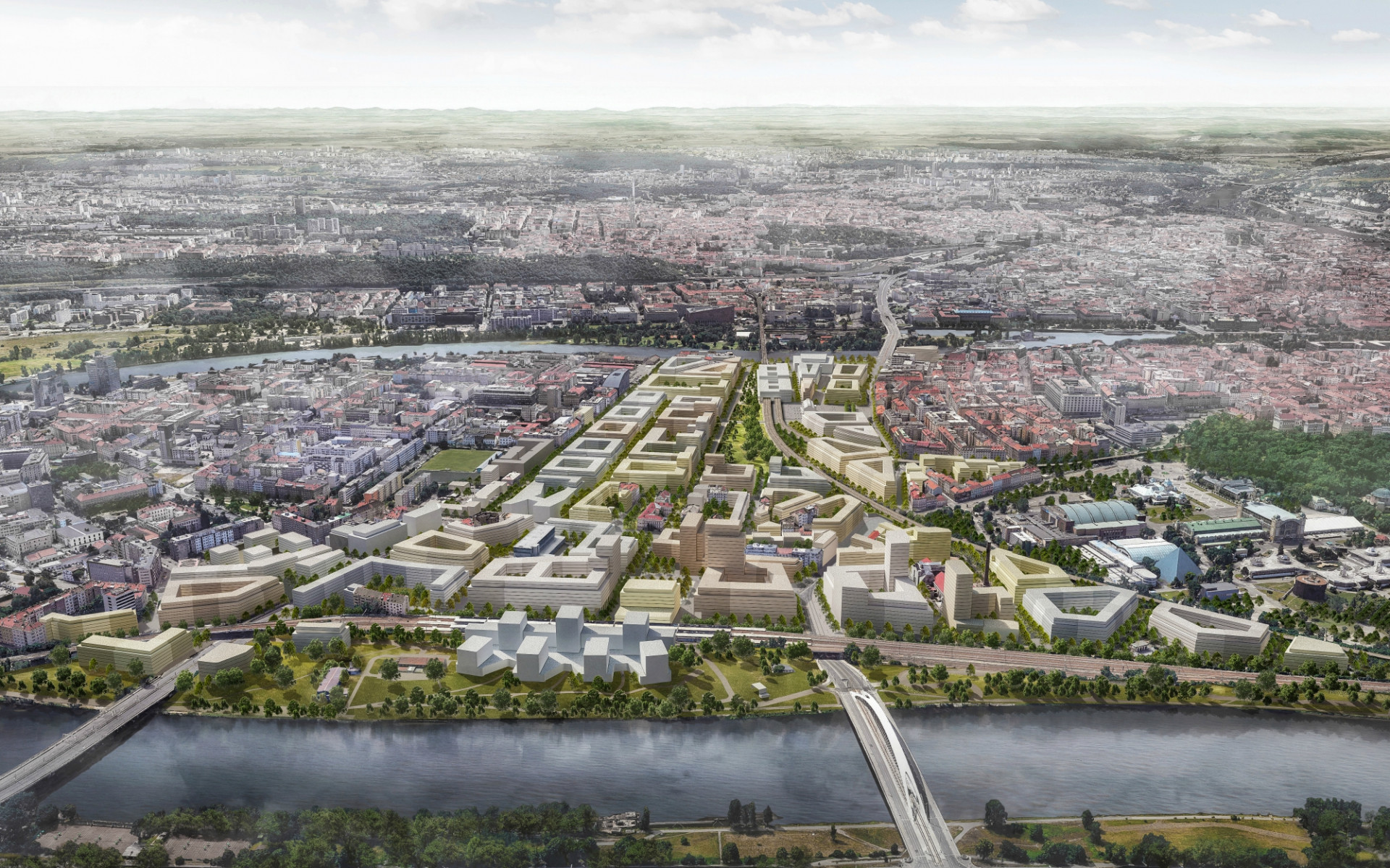 Bubny-Zátory, vizualizace pohled jih.