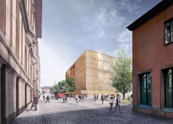 Návrh na sídlo Nobelovy nadace ve Stockholmu od David Chipperfield Architects ze soutěže z roku 2014