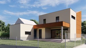 Na předměstí desetitisícového západočeského města roste moderní rodinný dům. Za jeho architekturou stojí Petr Sladký, projekční část zajistila kancelář AW Projekt. (na obrázku vizualizace)