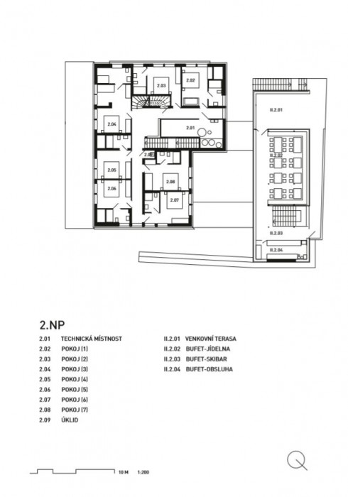 Chata Hradečanka, půdorys 2NP, OK PLAN ARCHITECTS