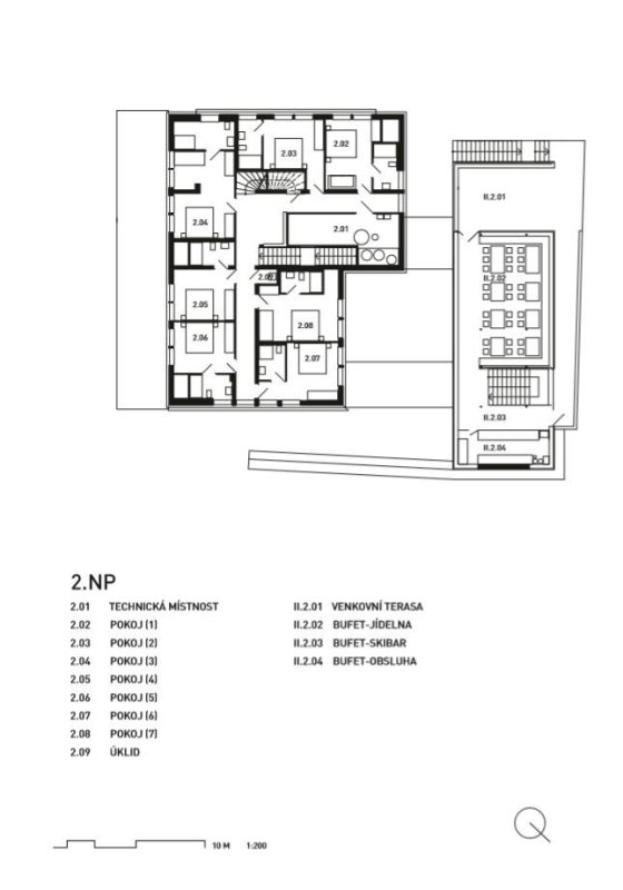Chata Hradečanka, půdorys 2NP, OK PLAN ARCHITECTS