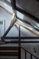 Rekonstrukci činžovního domu v Havelské ulici, QARTA Architektura: Zachován byl i krov, vyměněné části jsou barěvně odlišeny