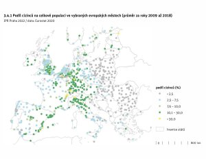 Podíl cizinců na celkové populaci v Evropě
