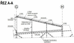 Konstrukce střechy - řez světlíku