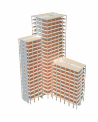 HoHo Vídeň, první výšková budova ze dřeva na světě - vizualizace nosného systému