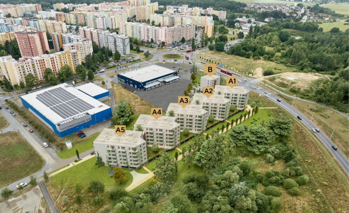 V lukrativní rezidenční oblasti Českých Budějovic roste bytový dům Byty 4 Dvory. (Vizualizace)