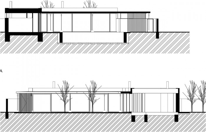 RD Jarovce, řez, Compass architekti