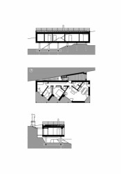 Dům nad vodopádem, schématický půdorys a řez, ARCHOO s.r.o.