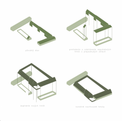 Patrik Kovaľ, Kláštor v Zdislave, axonometrie, koncept - foto