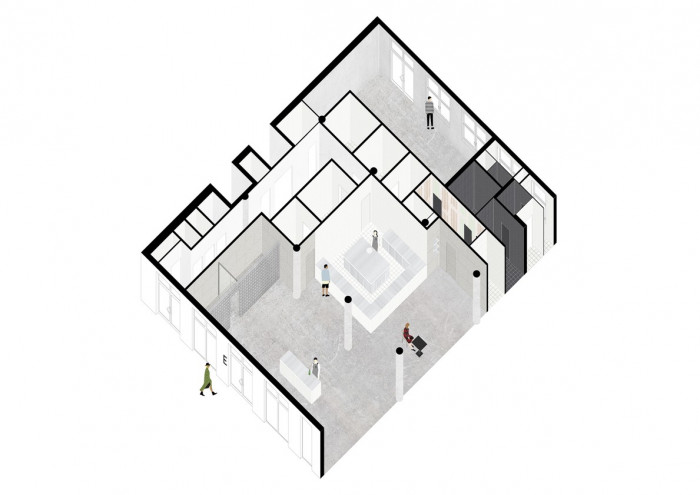 The Eatery, axonometrie, NEUHÄUSL HUNAL