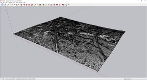 DWG terénu mapového listu po importu do programu SketchUp
