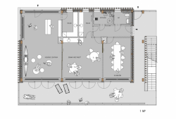 Loděnice Karloveské rameno v Bratislavě, OFFICE110 architekti, půdorys 1NP
