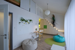 Mooza architecture, Interiér mezonetového bytu v Holešovicích - foto