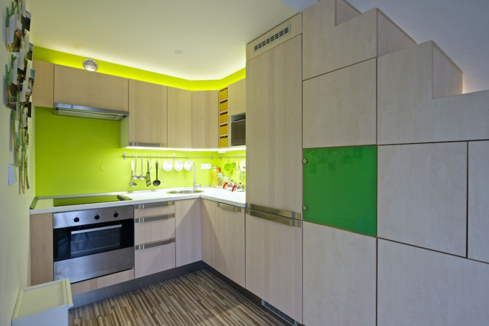 Mooza architecture, Interiér mezonetového bytu v Holešovicích - foto