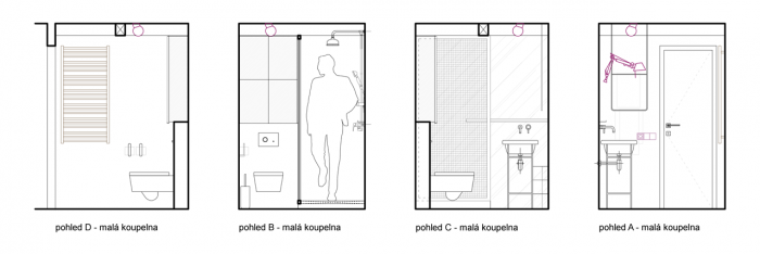 Formafatal, A&G byt Vinohrady, šedozelená koupelna, pohledy – foto