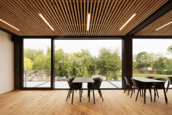 Dubová podlaha imituje palubu lodi.