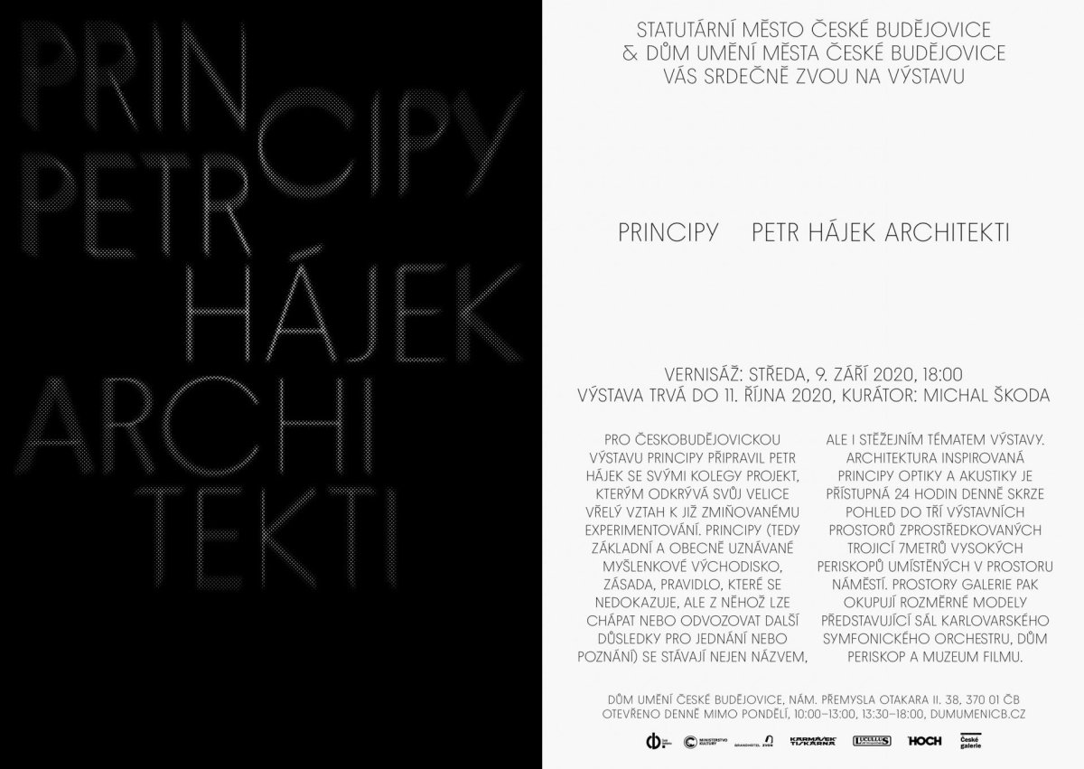 V Domě umění města České Budějovice proběhne 10. 9. – 11. 10. 2020 výstava Principy studia Petr Hájek Architekti