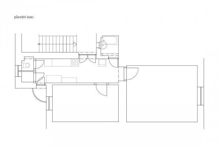 Hana Drdlová, Rekonstrukce bytu, Praha - Letná - půdorys původního stavu