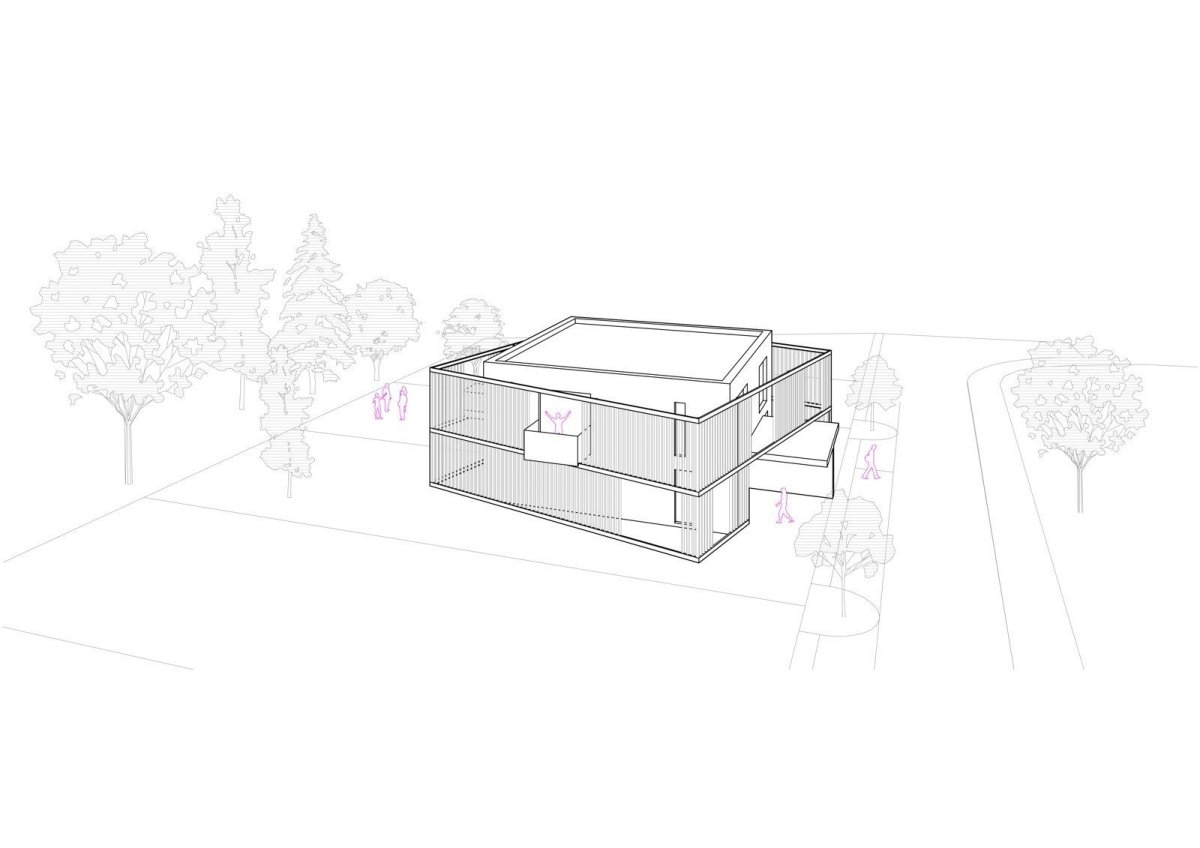 Rodinné domy v Dobříši, axonometrie, Boq architekti
