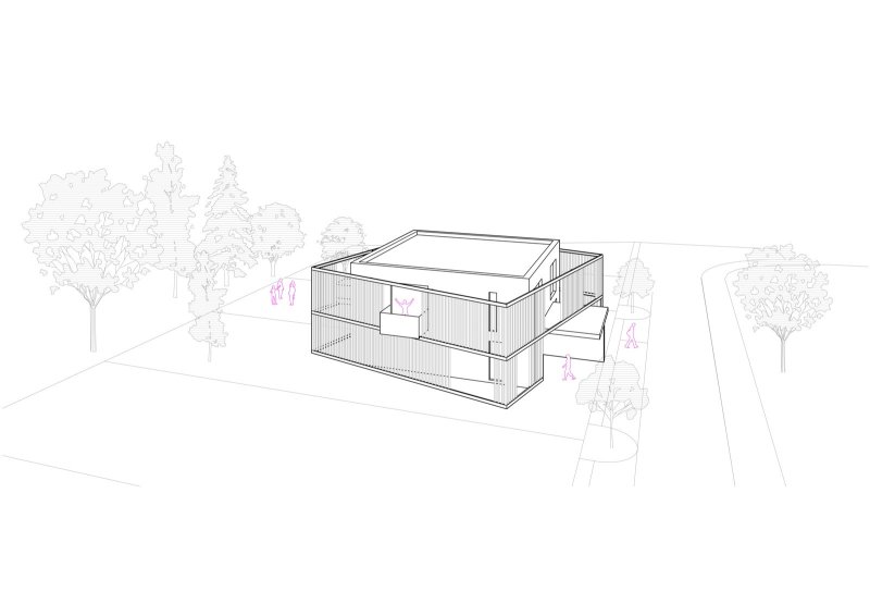 Rodinné domy v Dobříši, axonometrie, Boq architekti