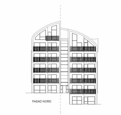 Tengbom, obecní byty Asbovägen, bokorys, výkres