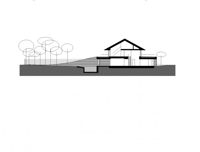 Dům v boru, řez, A69 - architekti / Boris Redčenkov, Prokop Tomášek, Jaroslav Wertig