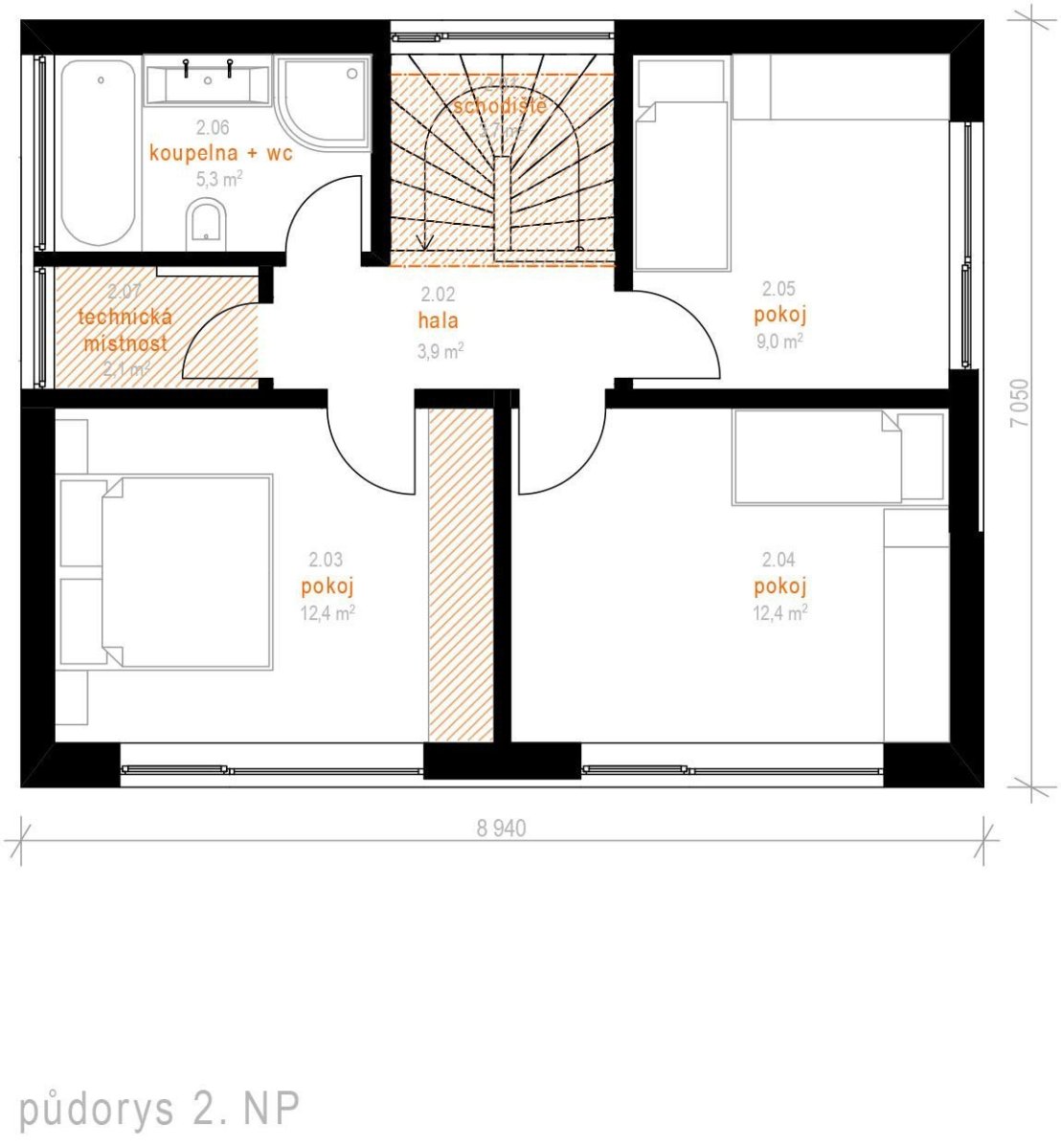 Prodesi, Domesi Concept House, Budíkov, půdorys 2. NP - foto