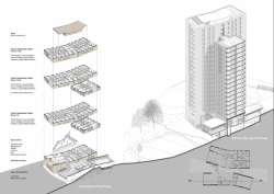 Vysokoškolské koleje Chamberlain Halls of Residence v Birminghamu, řez, Glancy Nicholls Architects.